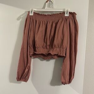 Off shouldered pink crop top